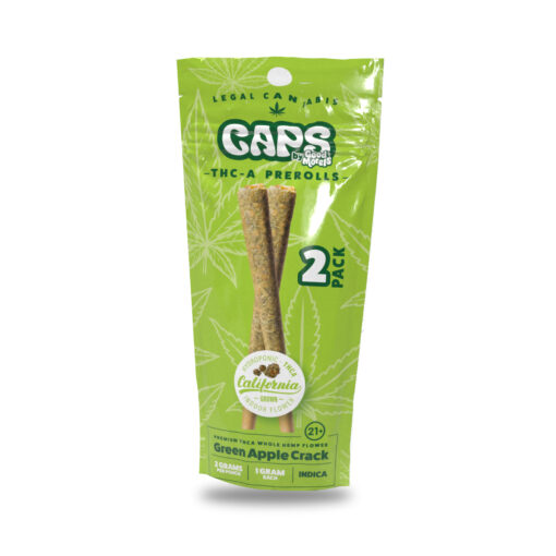 Caps By Good Morels 2 Pack THC-A Prerolls 2g Total – Green Apple Crack Indica