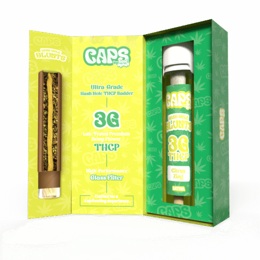 Caps By Good Morels 3G Hash Hole THCP BADDER Blunts – Citrus Zing